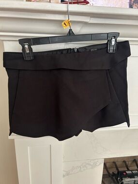 ZARA BASIC Black Foldover Waist Skort - Classic Minimal